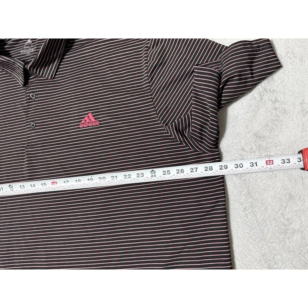 Adidas Golf Polo Shirt Mens 3XLT Black Striped Performance Short Sleeve Stretch